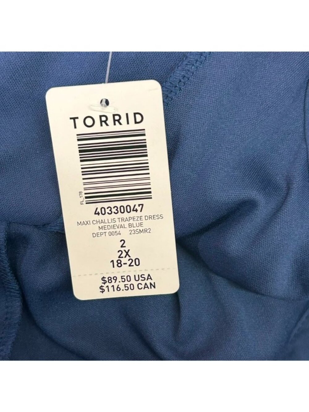 Torrid Maxi Challis Trapeze Dress Women's Size 2 Medieval Blue Embroidered NWT - Picture 9 of 16